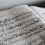 music notes in book