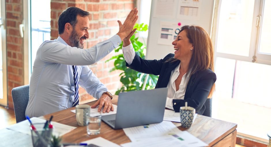 woman and mentor get success